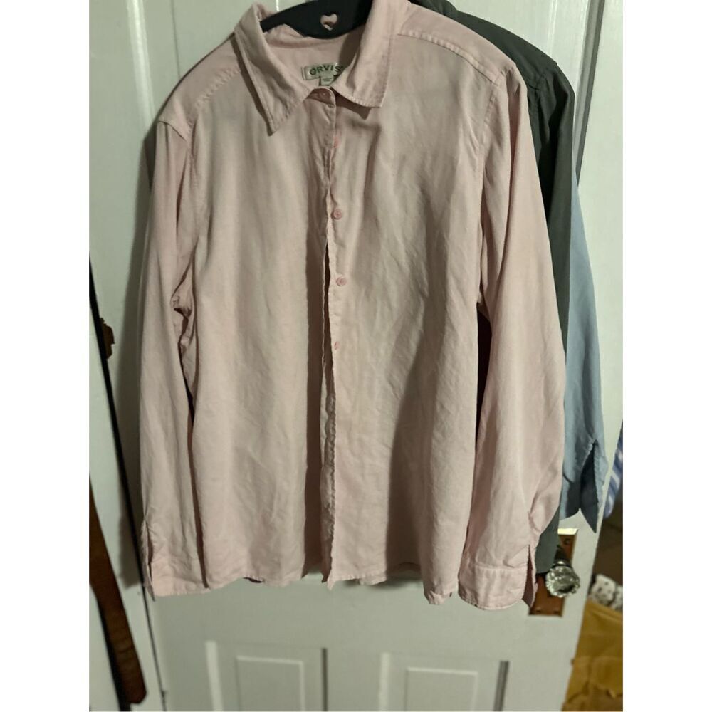 Orvis 100% Silk Button Down Size Large Pink